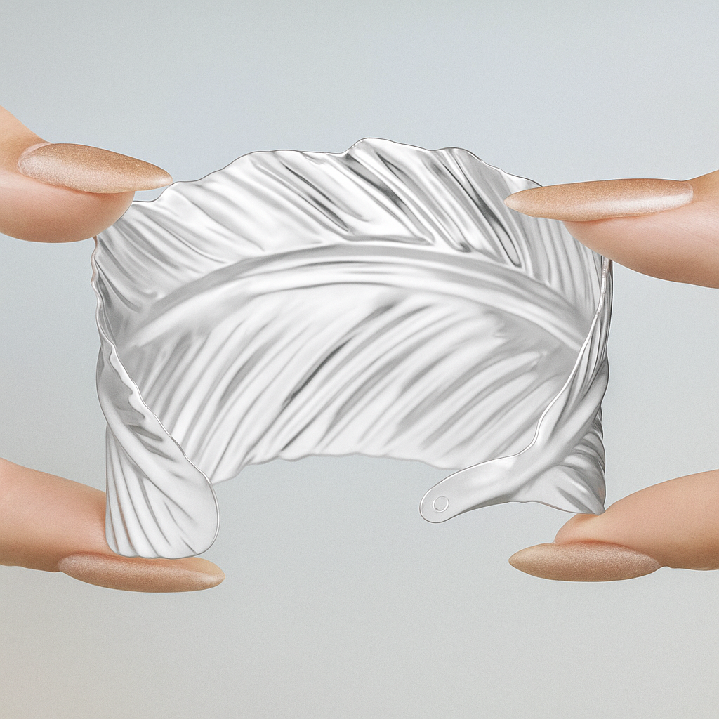 Celeste Leaf Engraved Silver Cuff