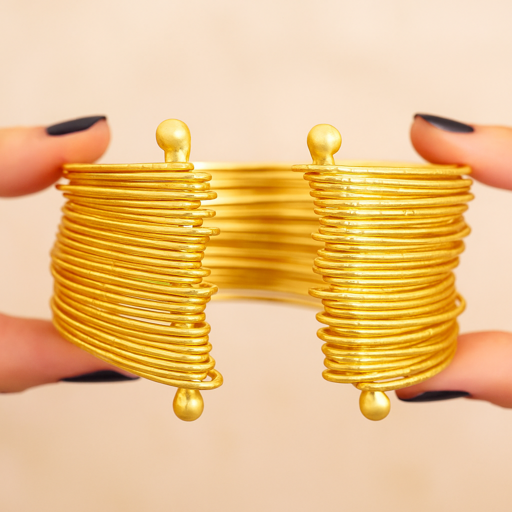 Golden Wire Wrapped Statement Cuff