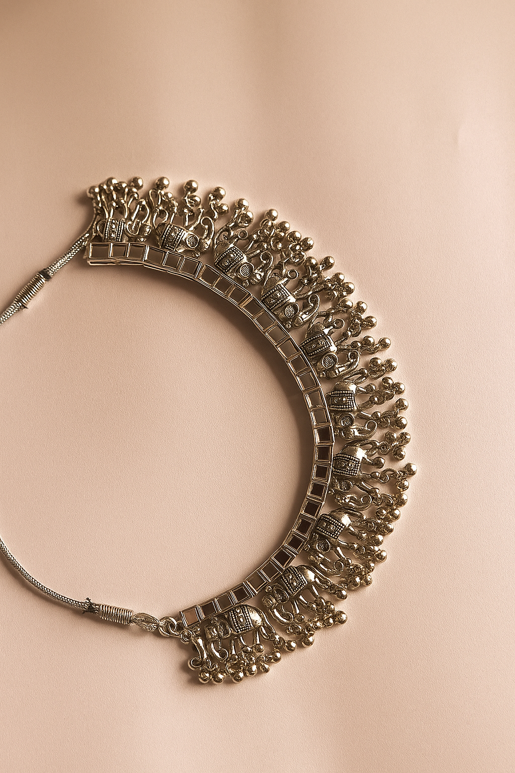 Tribal Elegance Oxidized Necklace & Elephant Earring Set