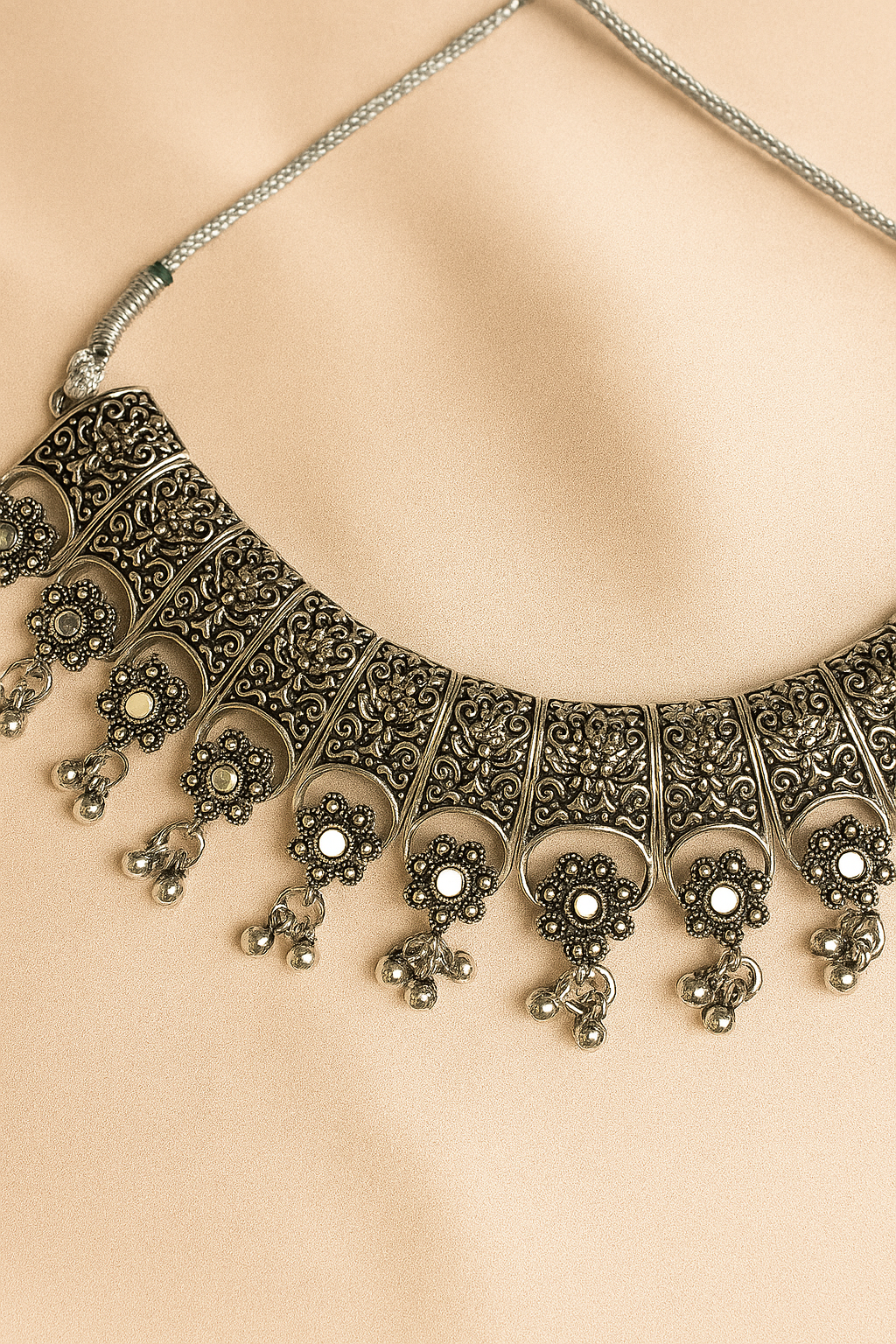 Gold-Plated Tribal Choker Set with Earrings & Maang Tikka